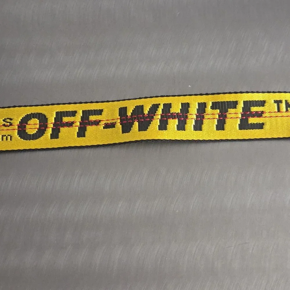 OFF-WHITE Industrial Yellow Black Web Logo Belt Virgil Abloh Metal Buckle